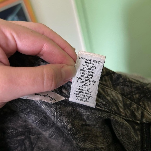 French Laundry Grey Acid Wash Denim Jacket with Embroidery and Patchwork Flowers - Picture 8 of 10